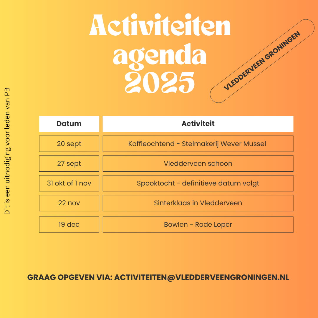 Agenda september – december 2025